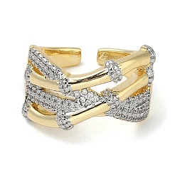 Rack Plating Brass Micro Pave Cubic Zirconia Cuff Finger Rings for Women&nbsp;RJEW-C114-16H-G