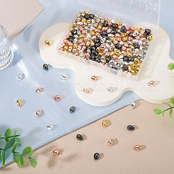 210個6色電気メッキガラスビーズ  ティアドロップ  ミックスカラー  9x6x5.5mm  穴：0.9mm  35個/カラー&nbsp;EGLA-TA0013-28
