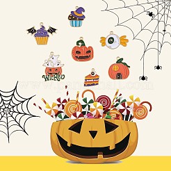 28スタイルのハロウィン合金エナメルペンダント7個。  おばけパンプキン&パンプキンハウス&アイウィズキャンディー  ゴールドカラー  26x22mm  4個/スタイル&nbsp;JX182A