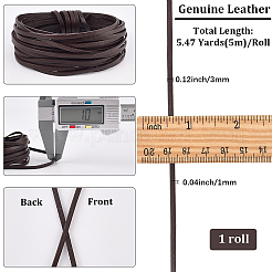 DIYクラフト用牛革コード5m  フラット  ココナッツブラウン  3x1mm  約5.47ヤード（5m）/セット&nbsp;WL-GF0001-25A-02