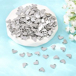 変色防止 304 ステンレススチール 刻印入り ブランクタグペンダント  ハート  ステンレス鋼色  7x5.5x1mm  穴：1.4mm&nbsp;STAS-Q024-1