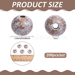 200個の木製ビーズ  ラウンド  染め  ゴールデンロッド  16mm  穴：4mm&nbsp;WOOD-PH0004-09A