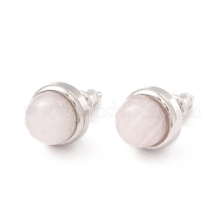 天然の宝石の半分の円形のスタッドピアス  女性用304ステンレスジュエリー  ステンレス鋼色  10mm  ピン：0.8mm&nbsp;EJEW-K092-01P