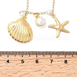 304 Stainless Steel Starfish Shell Shape Pendant Necklaces for Women&nbsp;NJEW-F356-02G