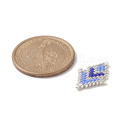 手作りの織機模様 シード ビーズ  菱形ペンダント  ミックスカラー  20x13x1.8mm  穴：0.7mm&nbsp;PALLOY-MZ00093