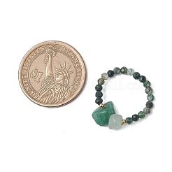 Natural Moss Agate Beaded Rings&nbsp;RJEW-TA00191-02