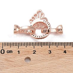Rack Plating Brass Micro Pave Clear Cubic Zirconia Fold Over Butterfly Extension Clasps&nbsp;KK-B078-11RG