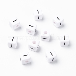 文字アクリル製ヨーロピアン大穴ビーズ  水平穴  キューブ  文字.i  10x10x10mm  穴：3.5~4mm  約598個/500g&nbsp;OPDL-R050-10mm-I