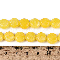 染め加工天然石ホワイトジェイドビーズ連売り  フラットラウンド  ゴールド  9.5~10.5x5.5~6mm  穴：0.8~1mm  約38~40個/連  15.16~15.55''（38.5~39.5センチメートル）&nbsp;G-T143-16K