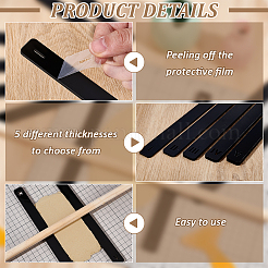 アクリル製ローリングマッドスティックガイド1セット  陶器粘土ツール  長方形  ブラック  250x20x2~6mm  2個/スタイル&nbsp;AJEW-BC0007-71