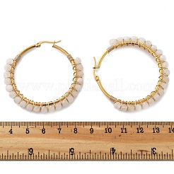Beaded Hoop Earrings&nbsp;X-EJEW-JE03830-01