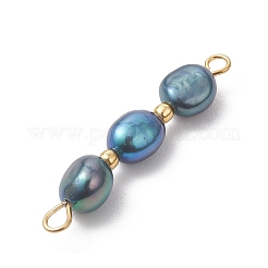 Natural Cultured Freshwater Pearl Potato Beaded Links Connector Charms&nbsp;PALLOY-JF05038