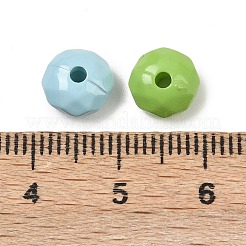 不透明なアクリルビーズ  フラットラウンド  多面カット  ミックスカラー  8x4.5mm  穴：1.8mm&nbsp;OACR-H058-12