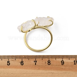 天然水晶カフリング  金色の真鍮リング  ラックめっき  内径：20mm&nbsp;RJEW-B122-02G-02