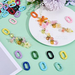 スプレー塗装された合金スプリングゲートリング30個。  楕円形のリング  ミックスカラー  25x15.5x4mm  内径：16x7.5mm&nbsp;FIND-SP0001-15