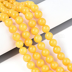 染められた天然の馬山翡翠の丸いビーズ連売り  ラウンド  オレンジ  8~8.5x8~8.3mm  穴：1mm  約48~49個/連  15.55~15.87''（39.5~40.3センチメートル）&nbsp;G-T139-8mm-67A