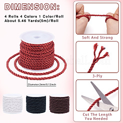 4 Rolls 4 Colors Polyester Cord&nbsp;OCOR-TA0002-63B