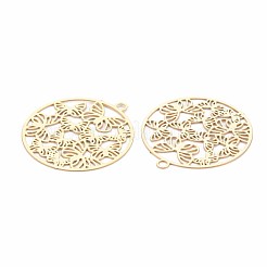 Rack Plating 201 Stainless Steel Filigree Pendants&nbsp;STAS-T057-50G