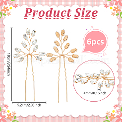 6Pcs Alloy Rhinestone Hair Sticks for Women&nbsp;OHAR-FG0001-08KCG