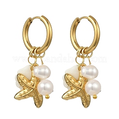 Natural White Shell and 304 Stainless Steel Dangle Earrings&nbsp;EJEW-JE07111