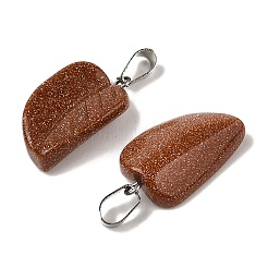 合成ゴールドストーン金砂石ペンダント  201ステンレススチール製金具付き  葉  25.5~26x15x7mm  穴：4x8mm&nbsp;G-B127-01P-08
