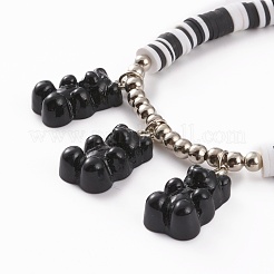 Polymer Clay Heishi Beads Stretch Charm Bracelets&nbsp;BJEW-JB05767-03