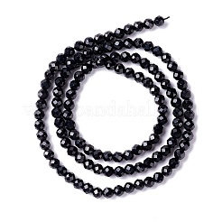 透明ガラスビーズ連売り  多面カット  ラウンド  ブラック  3mm  穴：0.8mm  約126個/連  35cm&nbsp;GLAA-C019-01B-01