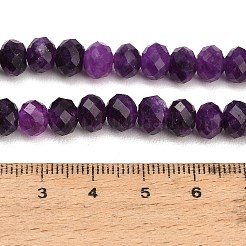 ファセットカットされた染色済みの天然白翡翠ビーズの連  ロンデル  インディゴ  8x5.5~6mm  穴：1mm  約64~66個/連  14.76~15.16''（37.5~38.5センチメートル）&nbsp;GG-CBAE966-01A-L