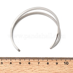 女性用304ステンレススチールカフバングル  ステンレス鋼色  内径：1.89インチ（4.8cm）x2.05インチ（5.2cm）&nbsp;BJEW-D408-29P