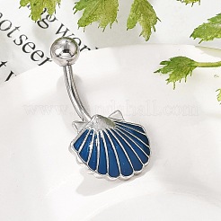 Alloy Enamel Shell Shaped Curved Barbell Belly Rings&nbsp;AJEW-R007-02P
