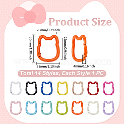 14Pcs 14 Colors Baking Paint Zinc Alloy Spring Gate Rings&nbsp;FIND-UN0009-91