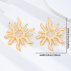 女性用合金スタッドピアス  太陽  ゴールドカラー  58x65mm&nbsp;WG4FC58-01