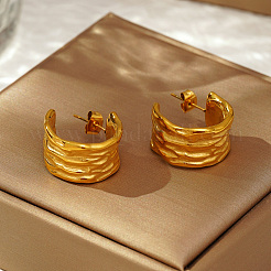 French Retro 304 Stainless Steel C-shaped Stud Earrings&nbsp;VD7473