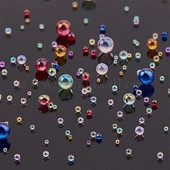 バブルビーズ  DIYの3 Dネイルアートの装飾ミニガラスビーズ  小さなキャビアネイルビーズ  ミックスカラー  0.4~3mm  300 G /ボックス&nbsp;GLAA-OC0001-13