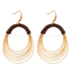 Multi-layer Circle Fabric Alloy Cloth Dangle Earrings for Women&nbsp;WG73DA9-01
