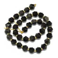 天然銀黒曜石ビーズ連売り  多面カット  八角形  9~10.5x9~10.5x7.5~8.5mm  穴：1mm  約36~40個/連  15.35~15.55インチ（39~39.5cm）&nbsp;G-I376-A31-01