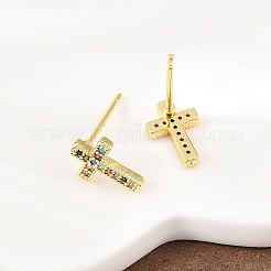 Brass Micro Pave Cubic Zirconia Stud Earrings&nbsp;EJEW-F405-19A-G