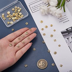 100個5スタイルマルチペタルアロイビーズキャップ  長持ちメッキ  カドミウムフリー＆鉛フリー  花  18KGP本金メッキ  6~8x1.5~3mm  穴：1.2~1.6mm  20個/スタイル&nbsp;PALLOY-SZ0001-32