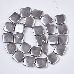 シェルパールビーズ連売り  スプレー塗装  正方形  グレー  14~15x14~15x3~4mm  穴：0.8mm  約25個/連  14.96インチ&nbsp;SSHEL-T011-04B