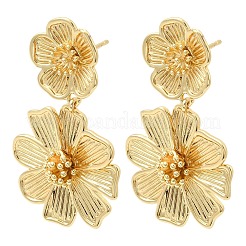 Flower Brass Dangle Stud Earrings&nbsp;EJEW-D352-01G-01