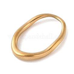 304ステンレススチールリンクリング  テクスチャ付き楕円形  18KGP本金メッキ  19x13x2mm  内径：15.5x9.5mm&nbsp;STAS-M061-03G-01