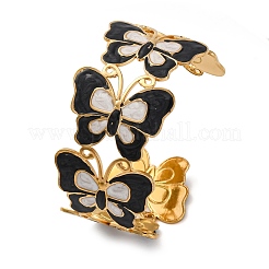 304 Stainless Steel Enamel Cuff Bangles for Women&nbsp;BJEW-P347-01G-C