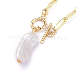 Natural Baroque Pearl Keshi Pearl Pendant Necklaces&nbsp;NJEW-JN02814