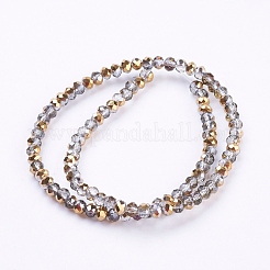 Half Plated Faceted Rondelle Electroplate Glass Beads Strands&nbsp;X-EGLA-D020-3x2mm-14