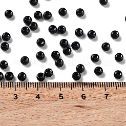 焼付塗装ガラスシードビーズ  ラウンド  ブラック  4x3mm  穴：1.2mm  約7650個/ポンド&nbsp;SEED-H002-I-A521