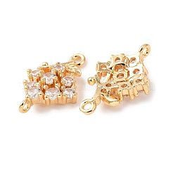 Brass Micro Pave Clear Cubic Zirconia Connector Charms&nbsp;KK-Z142-01G