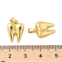 真鍮チャーム  カドミウムフリー＆鉛フリー  歯のチャーム  18KGP本金メッキ  15x11x5.5mm  穴：4x2mm&nbsp;KK-B139-18G