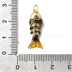 ラックメッキ真鍮チャーム  キュービックジルコニアエナメル  魚のチャーム  長持ちメッキ  鉛フリー＆カドミウムフリー  ブラック  26.5x8x6mm  穴：2.5x1.5mm&nbsp;KK-A268-05G-A02