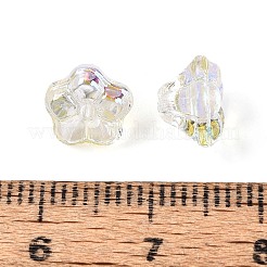 電気メッキ透明ガラスビーズ連売り  ペチュニアの花  ABカラーメッキ  淡黄色  5.5~6.5x8~8.5x8~8.5mm  穴：1~1.2mm  約100個/連  21.26~21.65インチ（54~55cm）&nbsp;EGLA-N055-03A-11