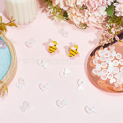 アクリル＆シリコン製イヤーナット36個  ハート  ホワイト  16x9.5mm&nbsp;AJEW-SP0004-07
